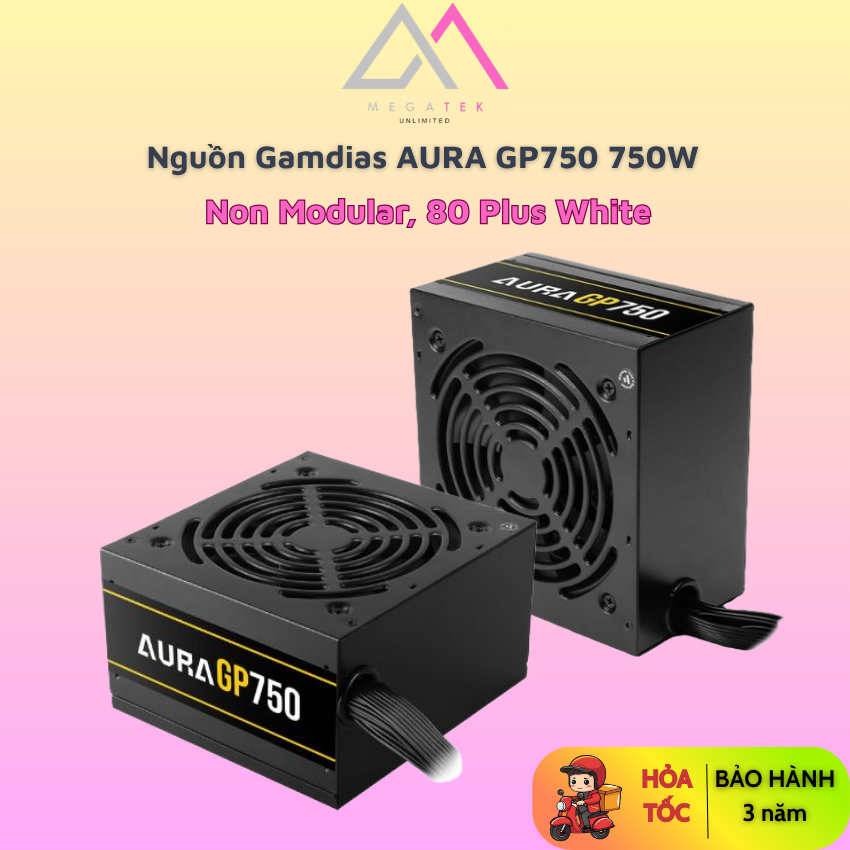 Nguồn Gamdias Aura GP750 750W Black - 80 Plus White | Chính hãng | Bảo hành 36 tháng