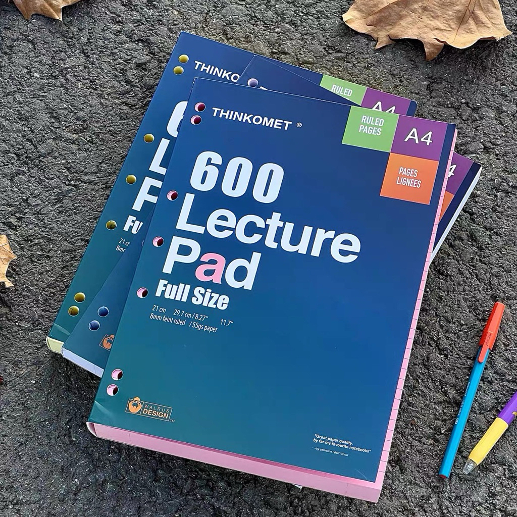 Vở kẻ ngang khổ A4 Lecture Pad 200 trang / 400 trang / 600 trang 55gsm ghi chép đại học, giấy nháp