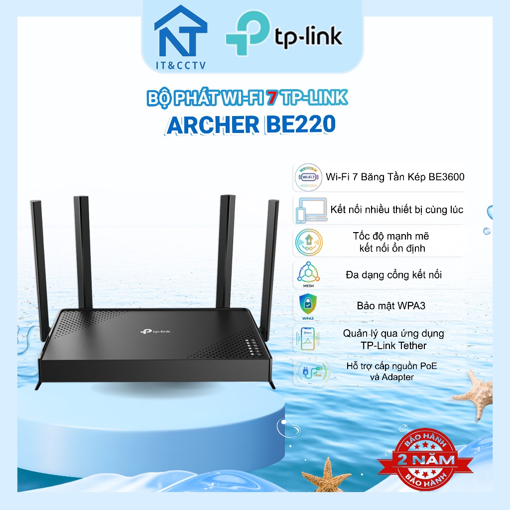 Router WiFi 7 TP-Link Archer BE220 / BE230 / BE400 – BE3600 / BE6500, Phủ Sóng Toàn Nhà, Tốc Độ Siêu
