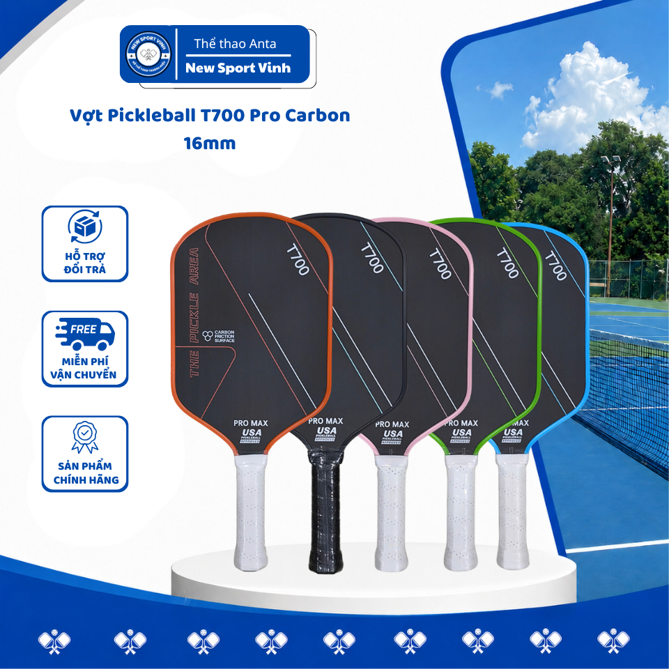 Vợt pickleball Carbon T700 Pro Max sợi carbon phù hợp với mọi lối chơi