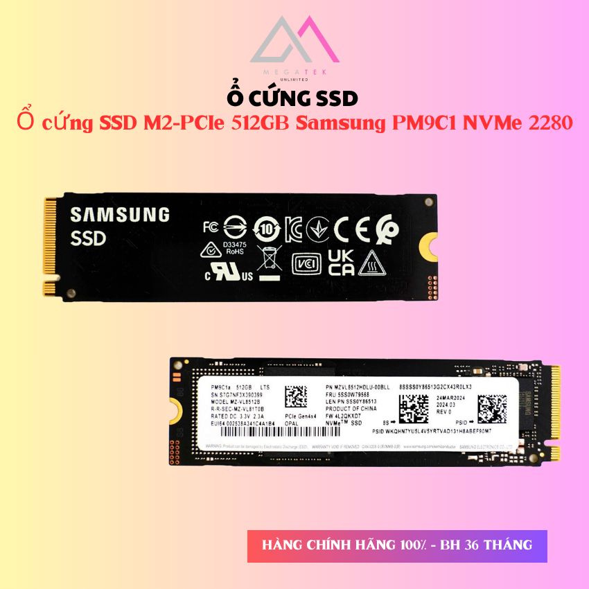 Ổ cứng SSD M2-PCIe 512GB Samsung PM9C1 NVMe 2280 - BH 36 Tháng