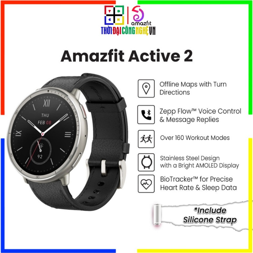 Đồng Hồ Thông Minh Amazfit Active 2 Round - BH 12 Tháng - Màn Hình AMOLED Theo Dõi Sức Khỏe