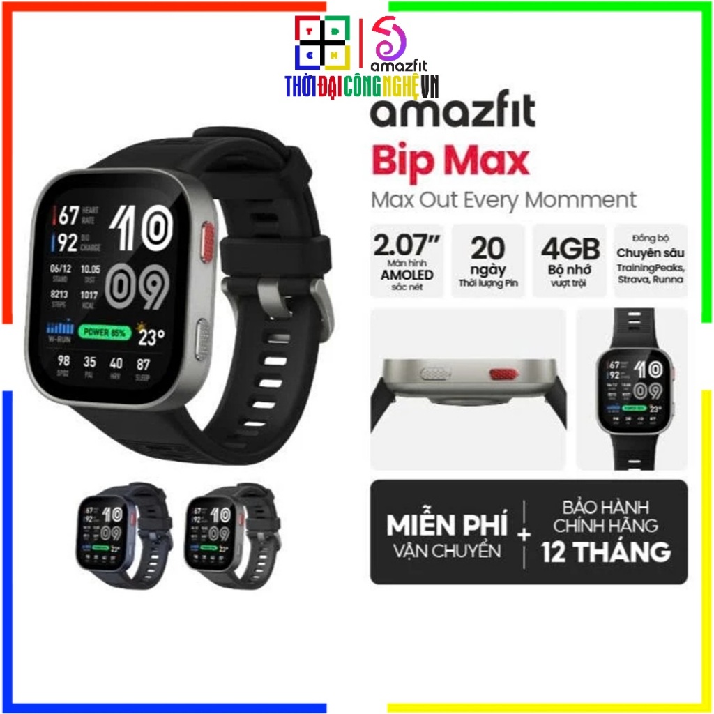Đồng Hồ Thông Minh Amazfit Bip Max - Bảo Hành 12 Tháng - Màn Hình Lớn Pin Trâu Thể Thao Đa Năng