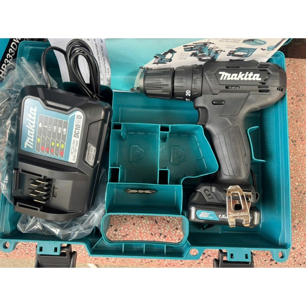 Máy khoan búa và vặn vít pin Makita HP333DWYB