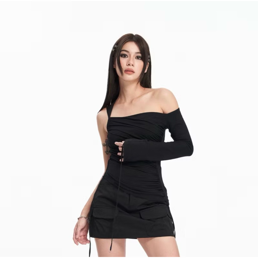 [ Thanh Lý] MI WORKSHOP › ÁO KIỀU NHÚN EO - TIMMY TOP ĐEN, M