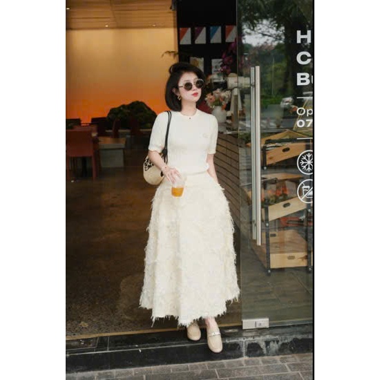 [ BOHEE ] - Chân váy dài tua rua  - Cv150