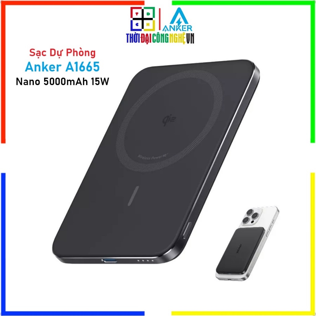 Sạc Dự Phòng Anker Nano A1665 5000mAh 15W Cổng Type C Tích Hợp - Bảo Hành Chính Hãng 18 Tháng