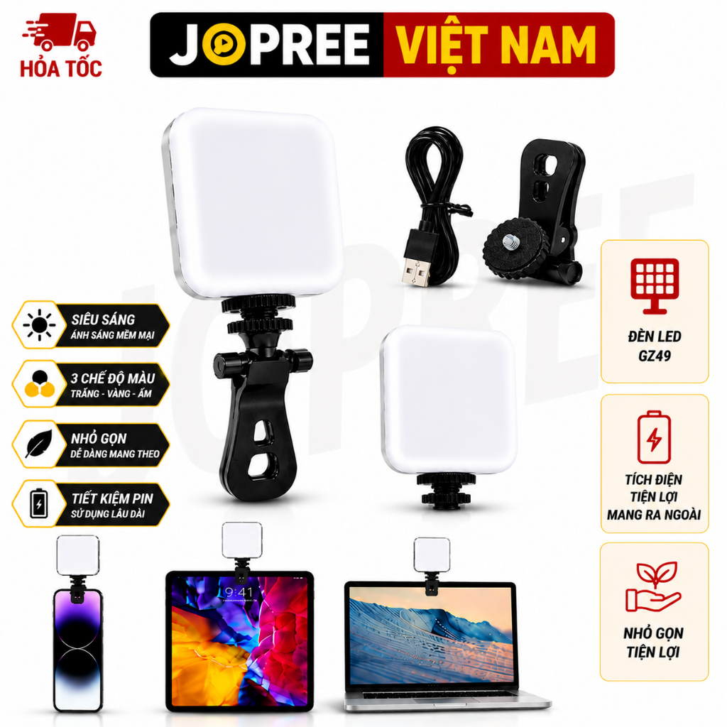 ĐÈN HỖ TRỢ ÁNH SÁNG GZ-49S,HỖ TRỢ ÁNH SÁNG GIMBAL, TRIPOD KHI QUAY VIDEO, CHỤP ẢNH MAKEUP...