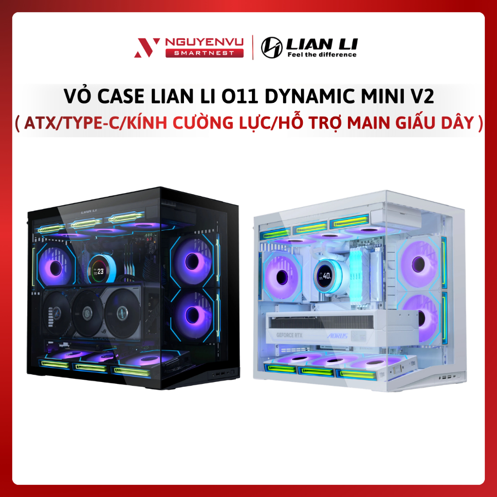 Vỏ case LIAN LI O11 DYNAMIC MINI V2 (ATX/Type-C/Kính cường lực/Hỗ trợ Main giấu dây) - Hàng chính hã