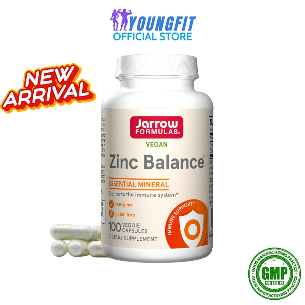 Viên Kẽm Zinc Balance Jarrow Giảm Mụn Tăng Đề Kháng Điều Hoà Tiết Tố Bổ Sung Đồng (Hộp 100 viên) - Y