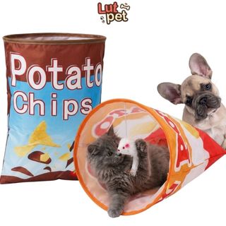 Đồ chơi đường hầm cho mèo, túi nhiều lỗ khoan tự chơi cho thú cưng - lutpet