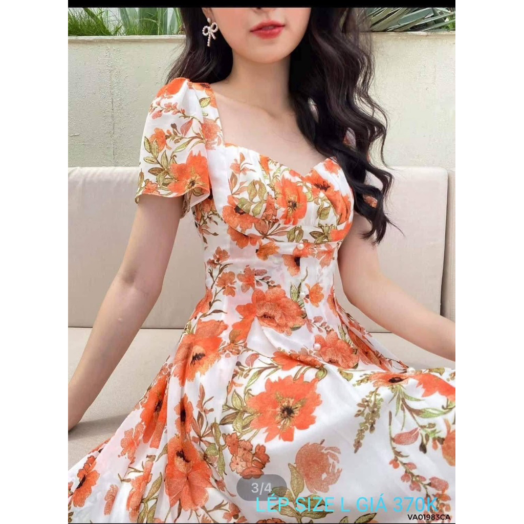 Pass đầm Lép hoa cam size S new like