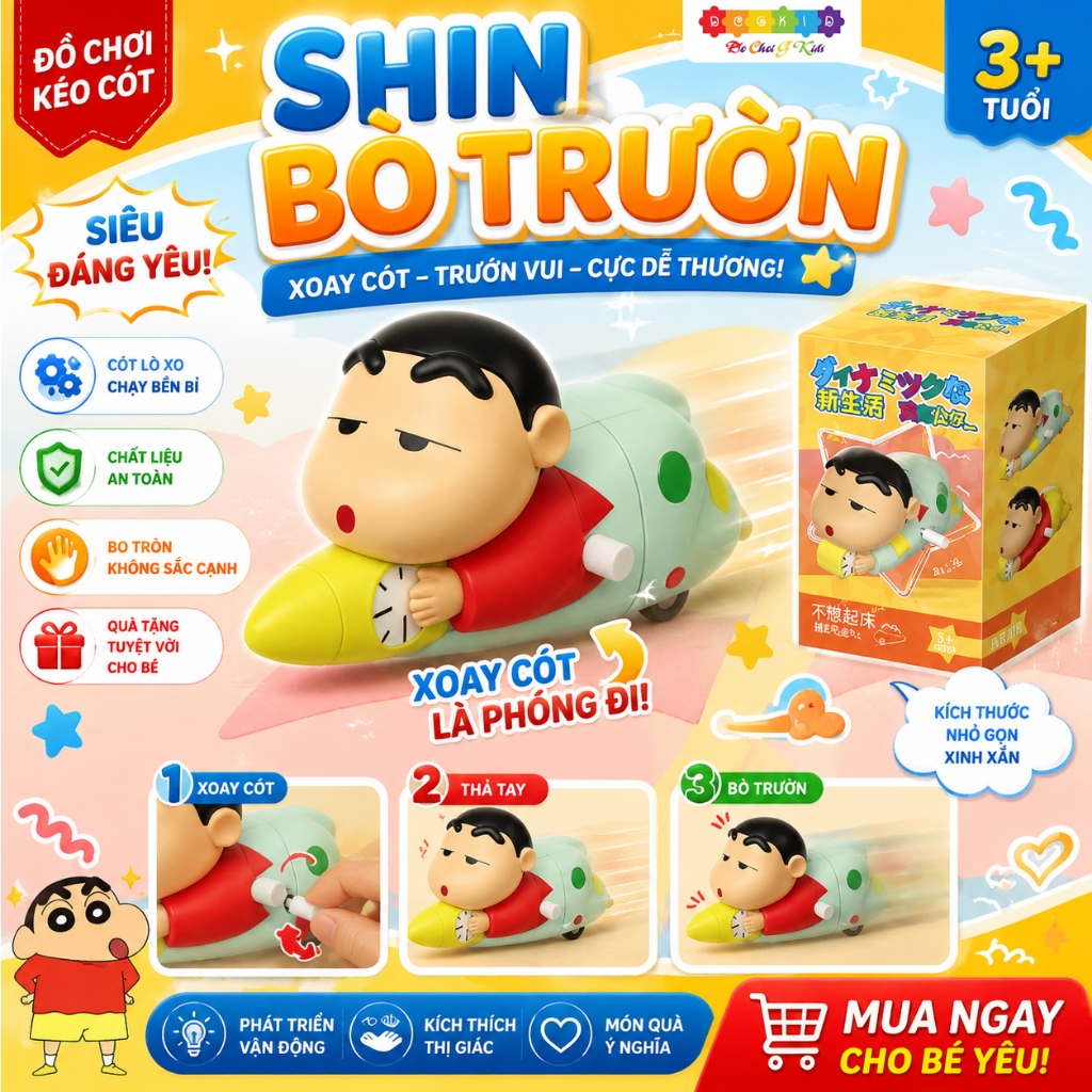 Đồ chơi Bé Shin Bò vặn dây cót siêu đáng yêu cho bé Gkids