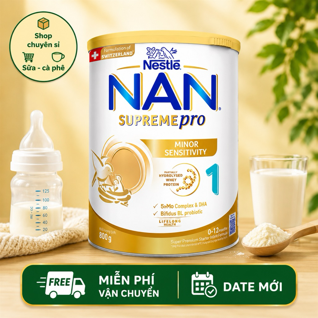 Sữa Bột Nan Supreme Pro 1 800gr Giá Bé Phát Triển Tăng Sức Đề Kháng (DATE MỚI)