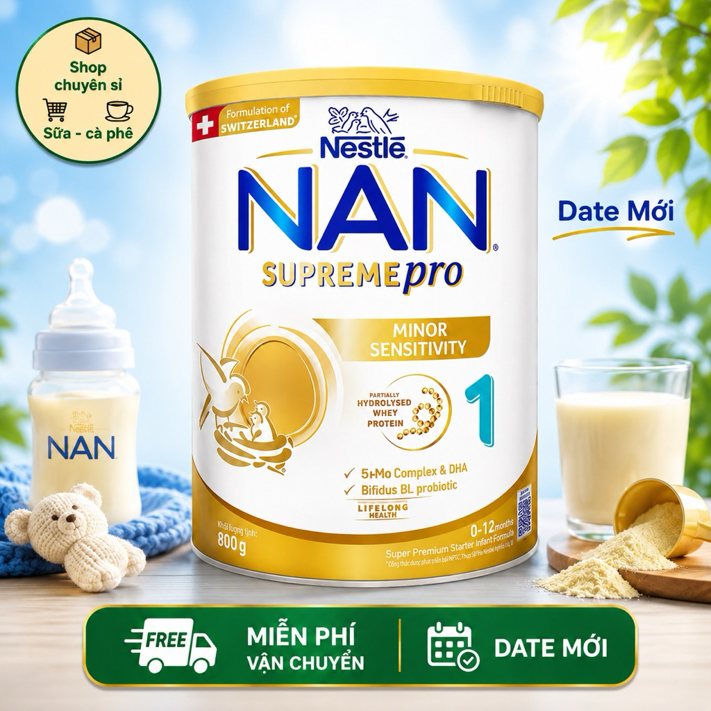 Sữa Bột Nan Supreme Pro 1 800gram Giúp Bé Phát Triển Hỗ Trợ Tiêu Hoá Tăng Sức Đề Kháng (DATE MỚI)