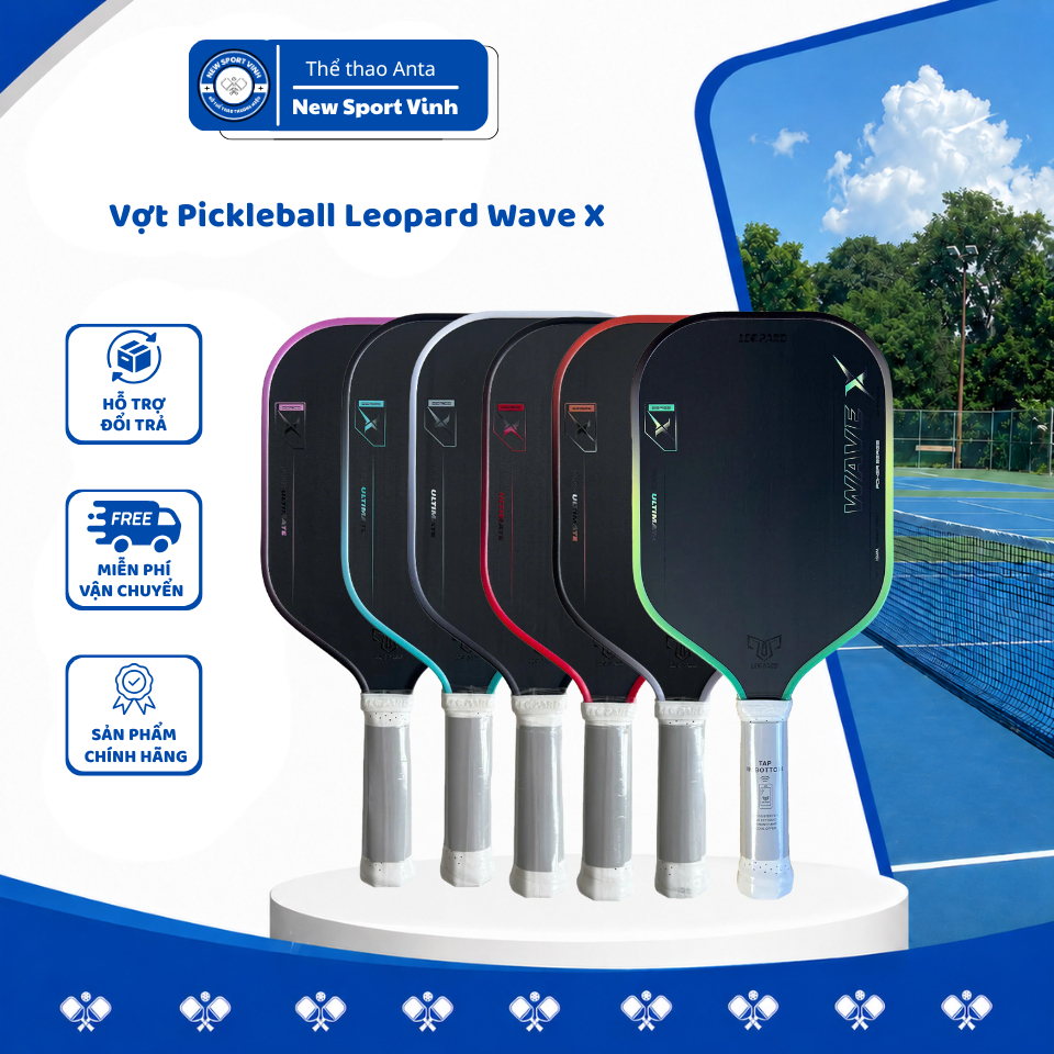 Vợt pickleball Leopard Wave X lõi tổ ong bền với độ cứng cao phù hợp với mọi lối chơi