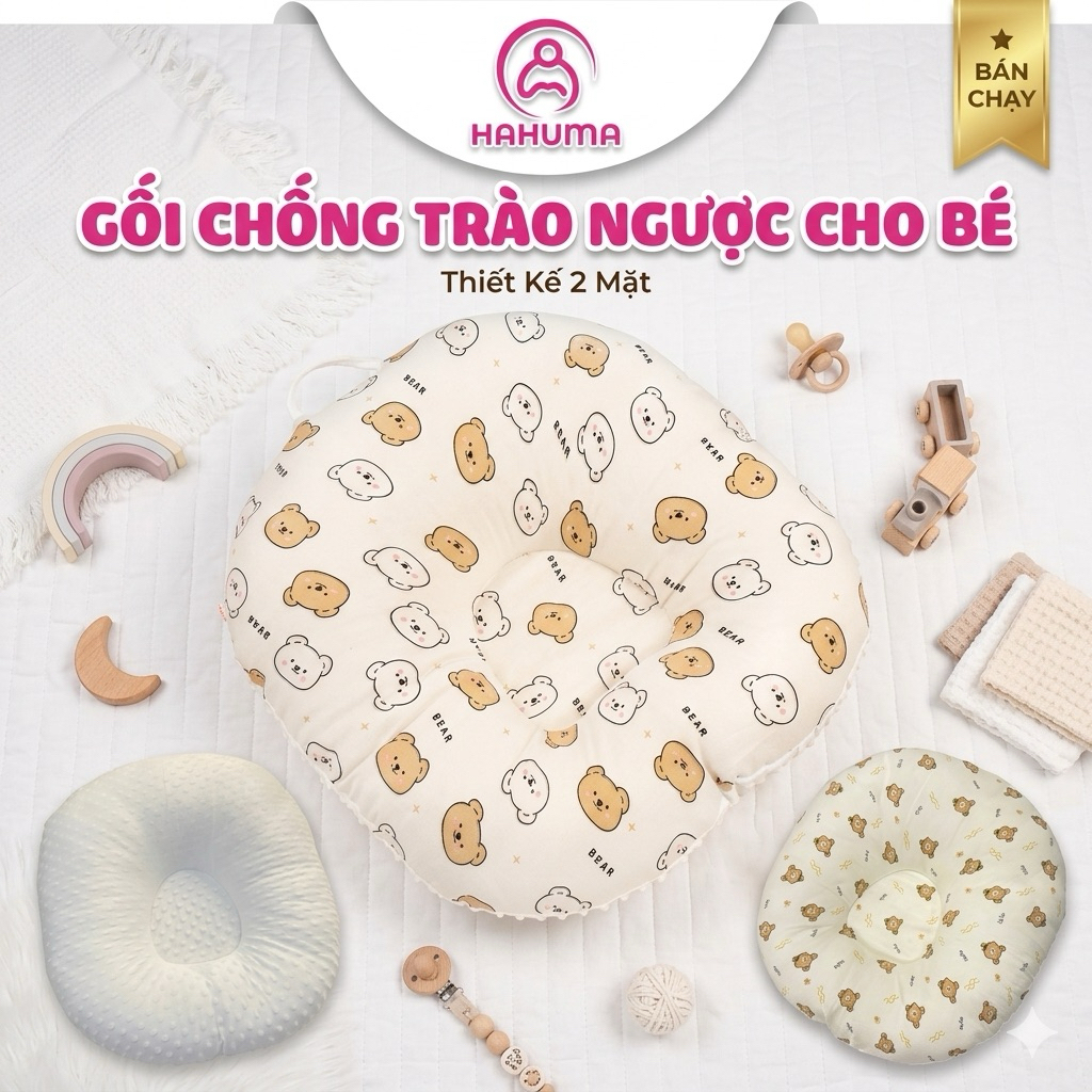 Gối Chống Trào Ngược Hahuma Cho Bé Sơ Sinh – Hỗ Trợ Bé Ngủ Ngon, Ngừa Sặc Sữa