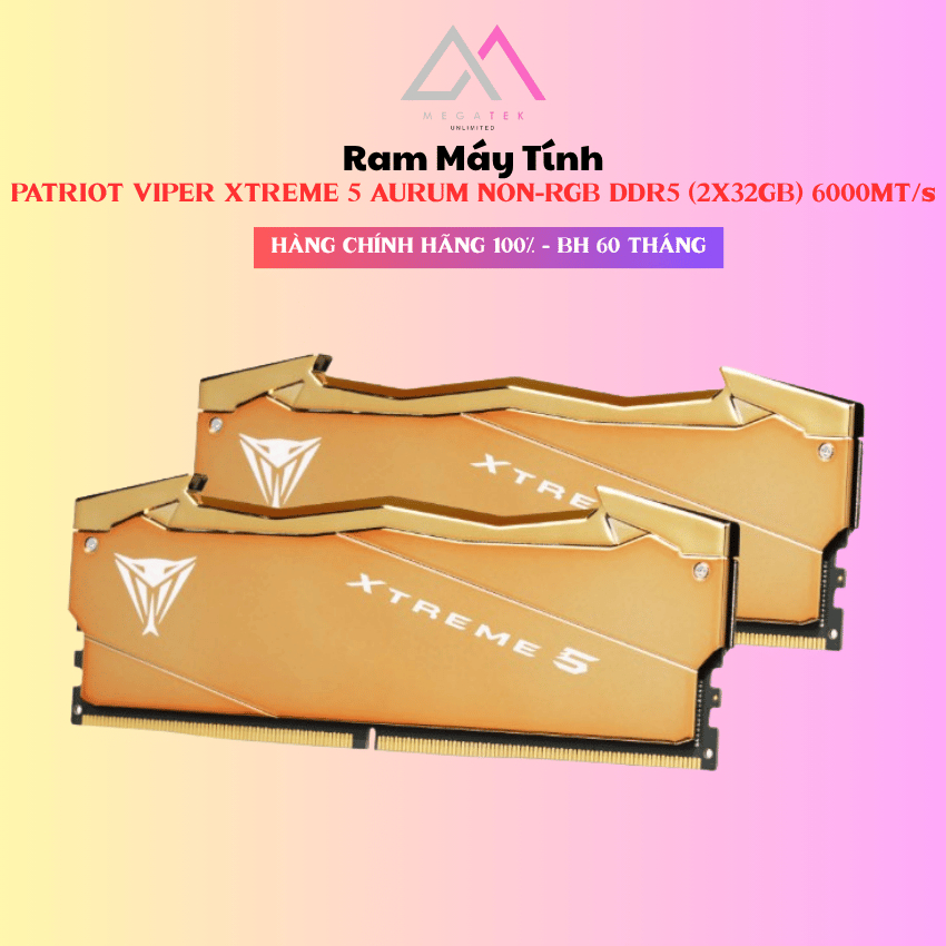 Ram Máy Tính PATRIOT VIPER XTREME 5 AURUM NON-RGB DDR5 64GB (2X32GB) 6000MT/s Kit - Hàng chính hãng 