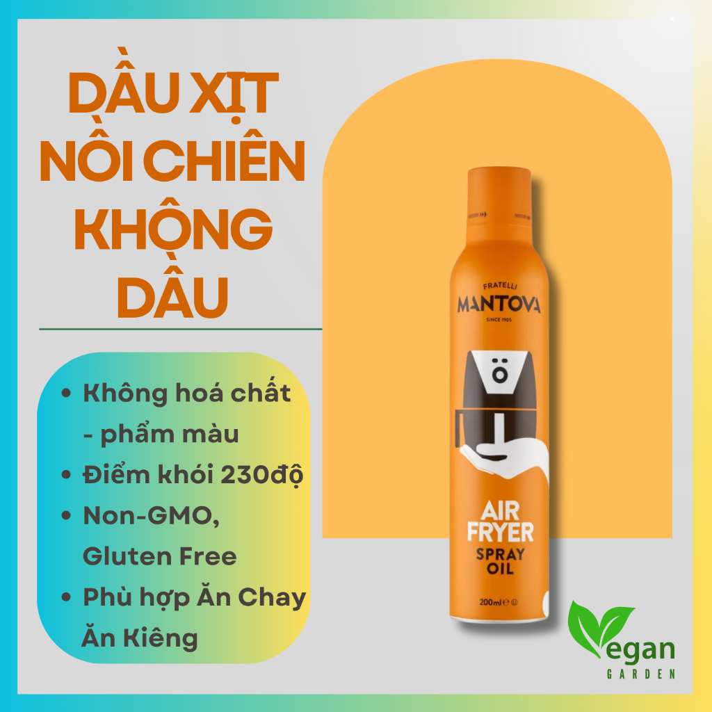 Dầu Ăn Dạng Xịt Cho Nồi Chiên Không Dầu 200ml Mantova Air Fryer Oil Spray - Dầu Xịt Ăn Kiêng - Ăn Th