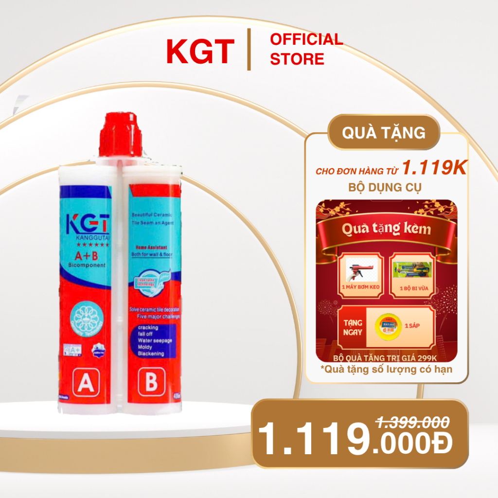 [SIÊU TIẾT KIỆM] Combo 10 Tuýp Keo KGT Epoxy Chính Hãng Tặng máy Bơm Keo + Bộ Bi + Sáp