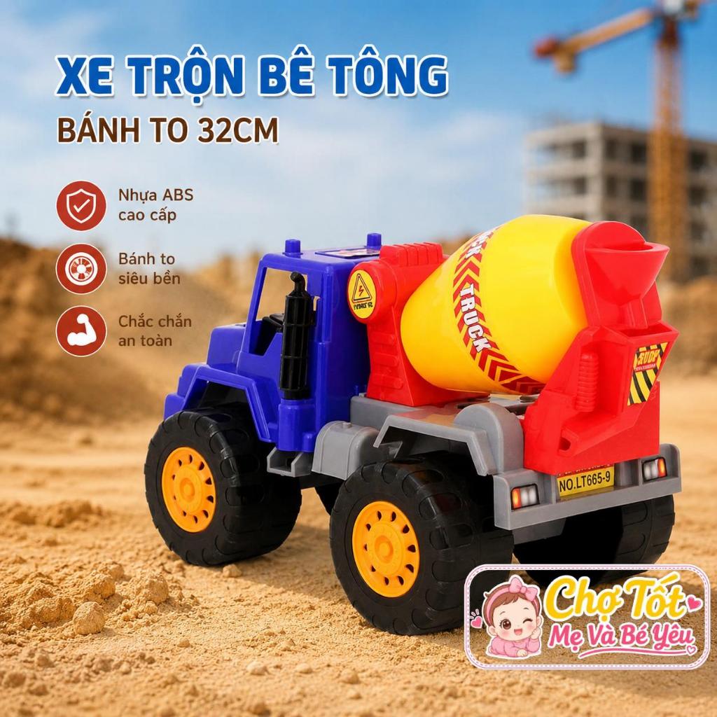 Đồ Chơi Xe Bồn , Xe Trộn Bê Tông , Xe Lu Công Trình Bánh To 32cm Nhựa Bền Đẹp ( Hàng Việt Nam )