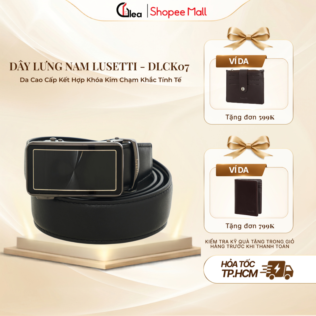 Dây Lưng Nam Lusetti DLCK07 - Da Cao Cấp Kết Hợp Khóa Kim Chạm Khắc Tính Tế