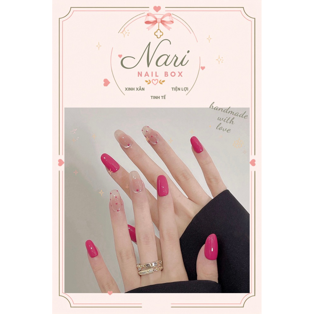 <RẺ NHẤT- KÈM 6 QUÀ TẶNG> Nail Box thủ công màu hồng sen phối bi siêu trắng da G102