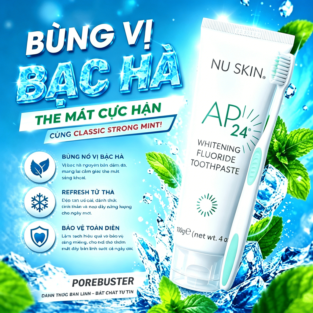 Kem đánh răng AP24 Whitening Flouride Toothpaste Mỹ Loại bỏ kem đánh răng trắng hôi miệng