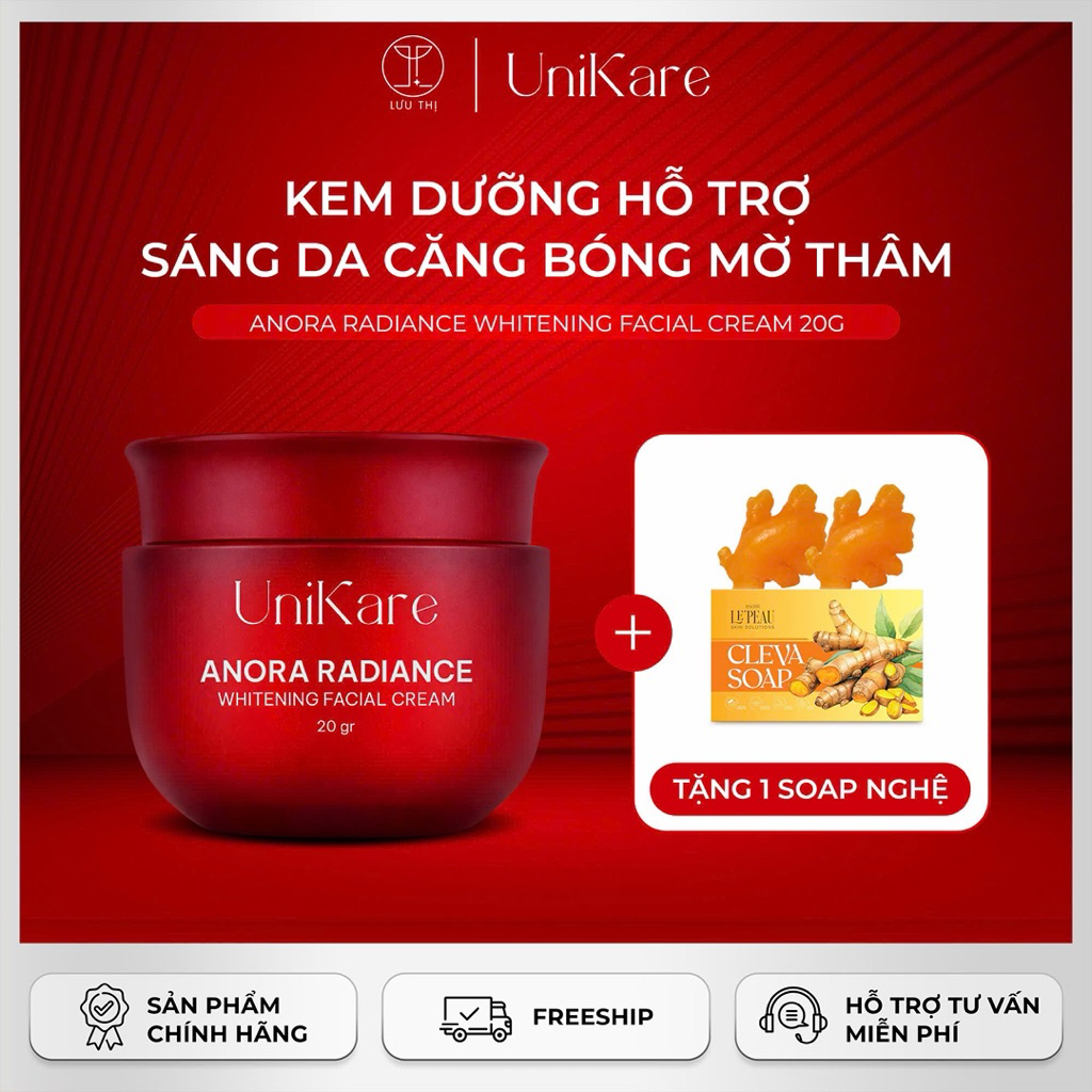 Kem Dưỡng Da Anora Radiance Hỗ Trợ Dưỡng Trắng Mờ Nám Cấp Ẩm, Căng Bóng / Unikare /Cream 20g