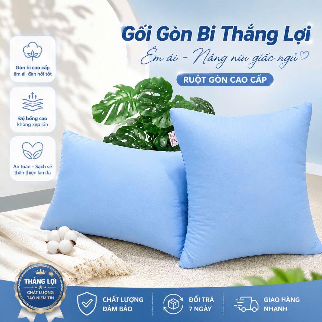 GỐI GÒN BI, RUỘT GỐI 40X60, 50X70, 35X100, RUỘT GỐI BÉ GỐI ÔM GÒN BI, GỐI GÒN CAO CẤP THẮNG LỢI CHÍN
