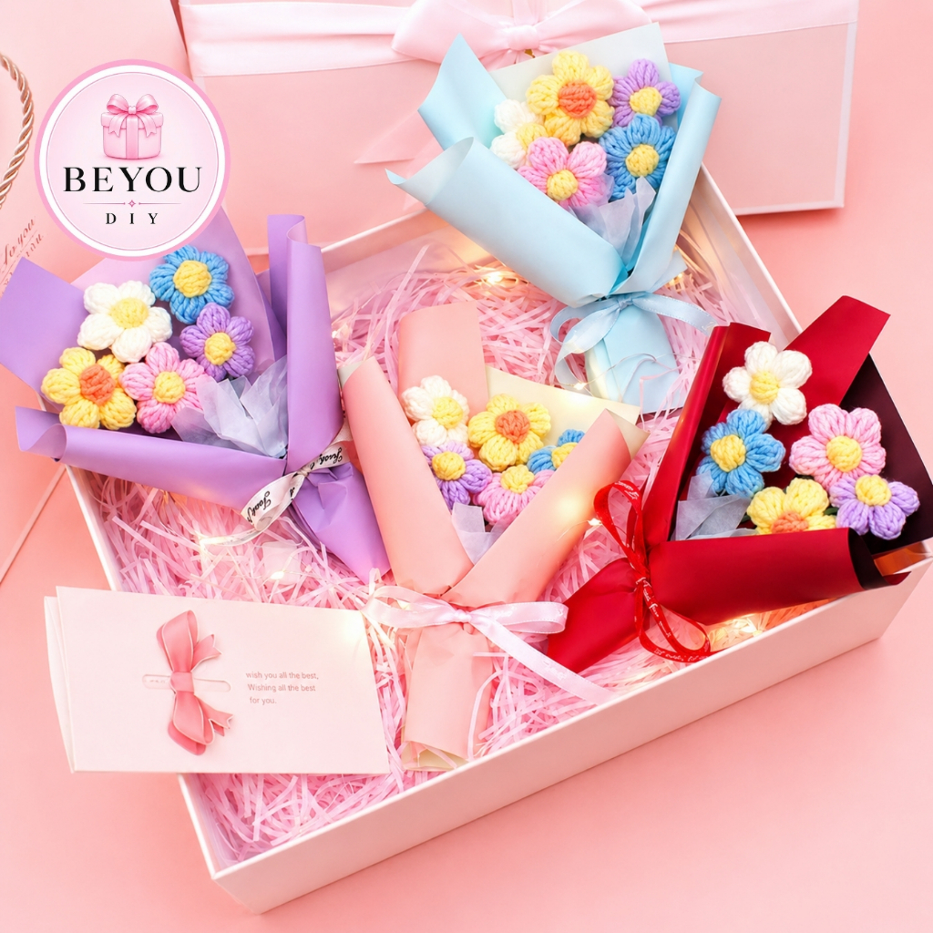 Bó Hoa Len Mini Trang Trí Bàn Học, Quà Tặng Sinh Nhật, Ngày Valentine, Ngày Nhà Giáo 20/11, Lễ 8/3..