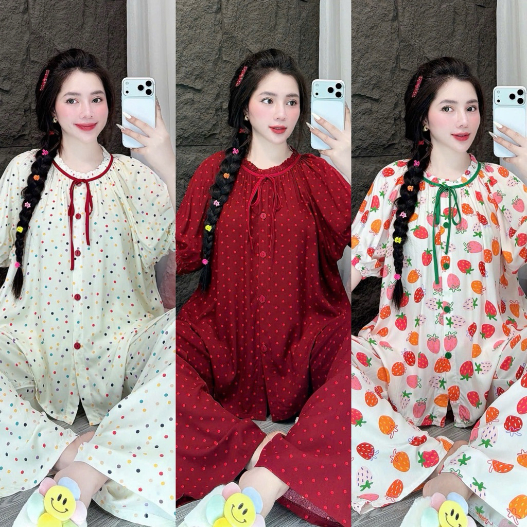 Set Bộ Tole Thiết Kế Buộc Nơ Tay Phồng Quần Suông - HN CLOSET
