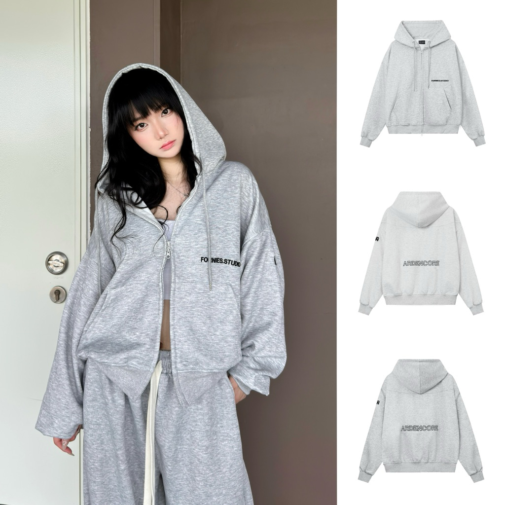 Áo Khoác Zip Thêu Nổi CORE Form Boxy Unisex Nam Nữ - 22Nastore