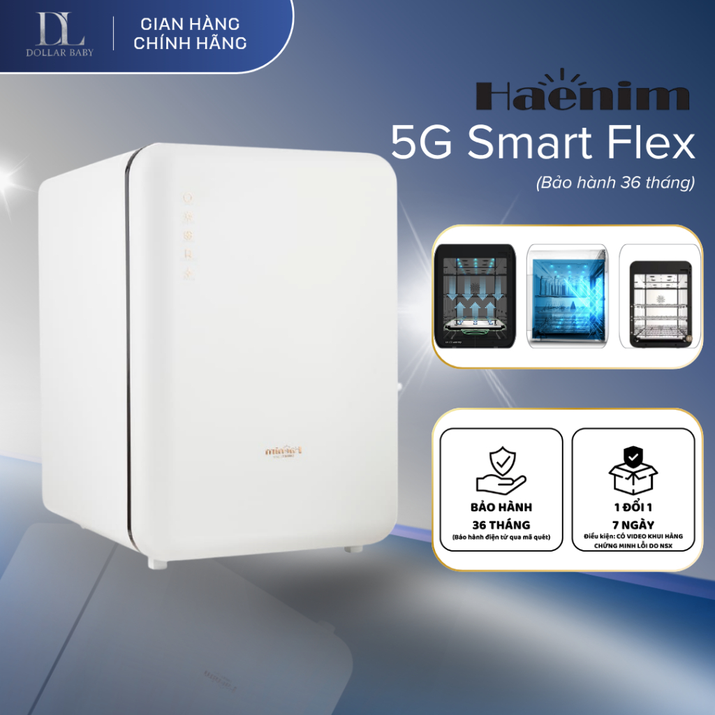 Máy Tiệt Trùng Haenim 5G Smart Flex Kết Nối App, Uv Led Diệt Khuẩn, Khay Flex - Chính Hãng Hàn Quốc.