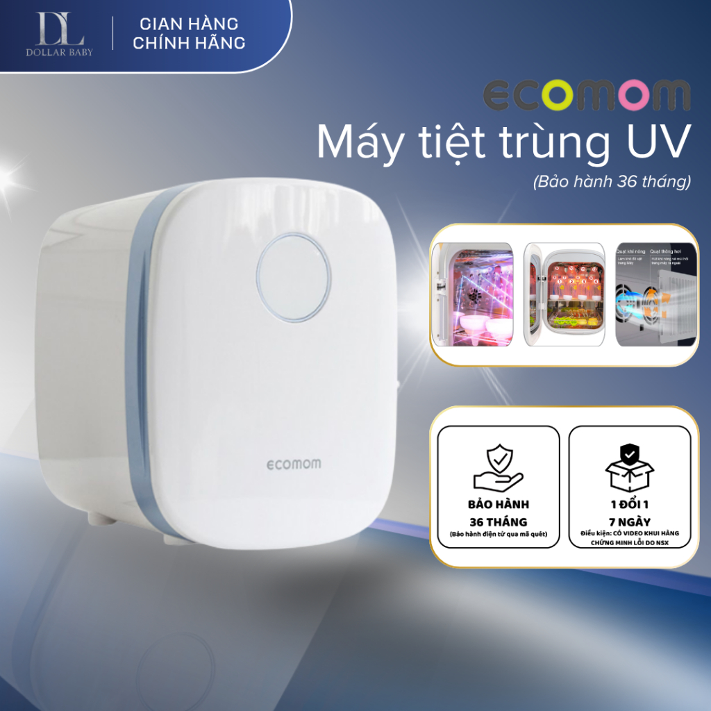 Máy Tiệt Trùng Uv Ecomom 202 Pro Advanced - Sấy Khô, Khử Mùi Anion, Diệt Khuẩn 99.99% - Chính Hãng.