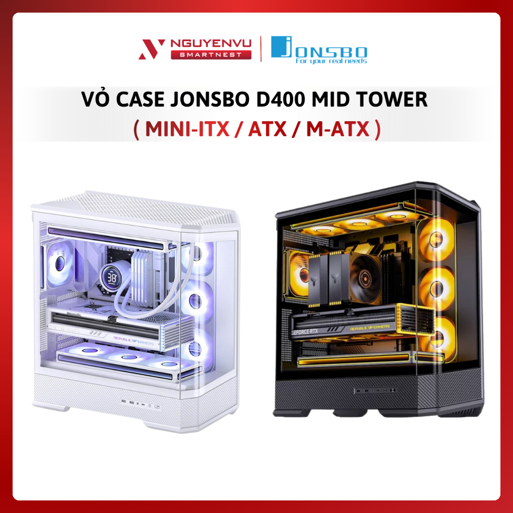 Vỏ case Jonsbo D400 Mid Tower (Mini-ITX / ATX / M-ATX) - Hàng Chính Hãng