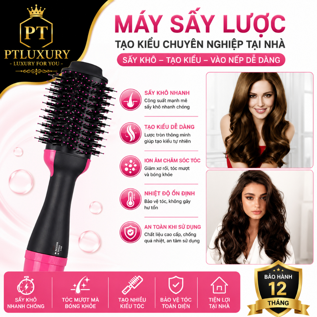 Lược điện tạo phồng tóc sấy khô và tạo nếp tóc - PLSHARK