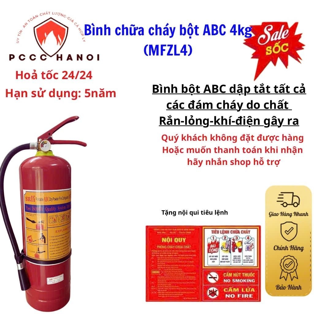 Bình chữa cháy ABC Bột 2kg, 4kg Có kiểm định-chất lượng cao