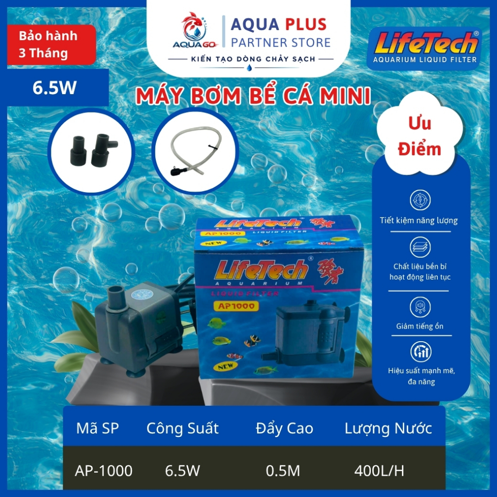 [Chính Hãng LIFETECH] Máy Bơm Hồ Cá Mini - Hồ Thủy Sinh - Phun Sương AP1000 AP1300 AP1600 AP2000 AP2