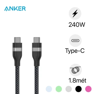 Cáp sạc A82E2 240W Type C to Type C Anker - 1.8m