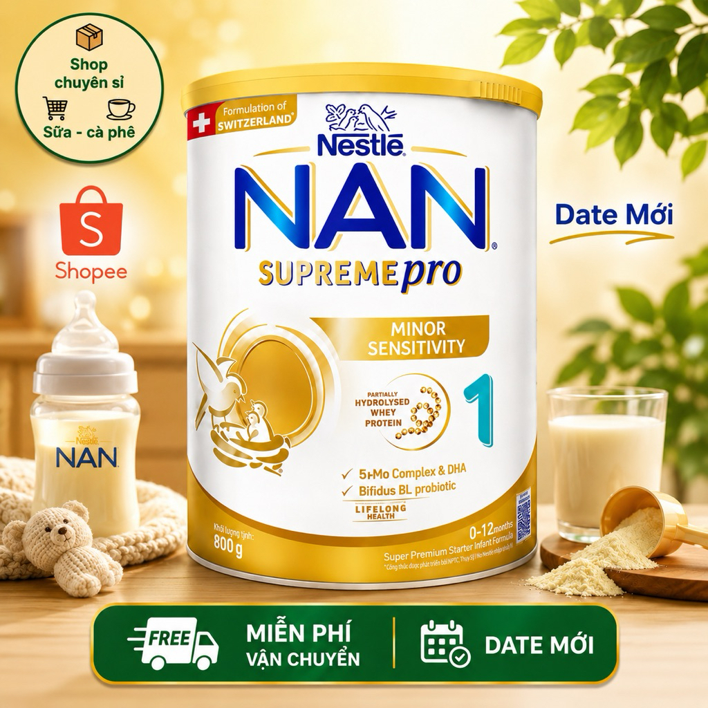 Sữa Bột Nan Supreme Pro 1 800gr 5HMO Tăng Sức Đề Kháng Hỗ Trợ Tốt Tiêu Hoá (DATE MỚI)