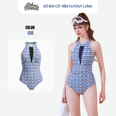 Đồ bơi một mảnh nữ cổ yếm hở lưng thời trang đi biển - Bikini Passport - BS569_TRI