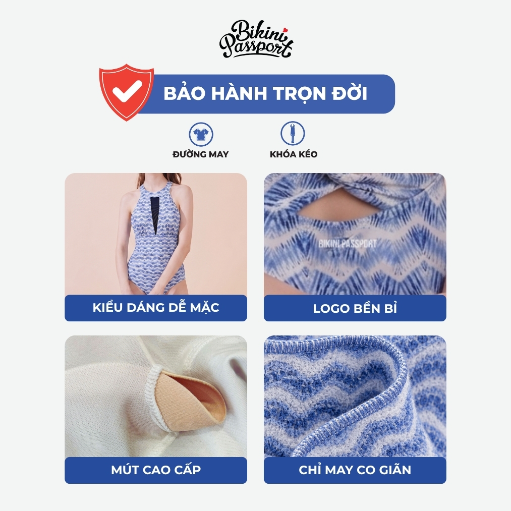 Đồ bơi một mảnh nữ cổ yếm hở lưng thời trang đi biển - Bikini Passport - BS569_TRI | BigBuy360 - bigbuy360.vn