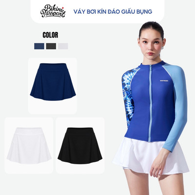Quần bơi nữ kiểu váy giấu bụng đi biển - Bikini Passport - BS576_WH