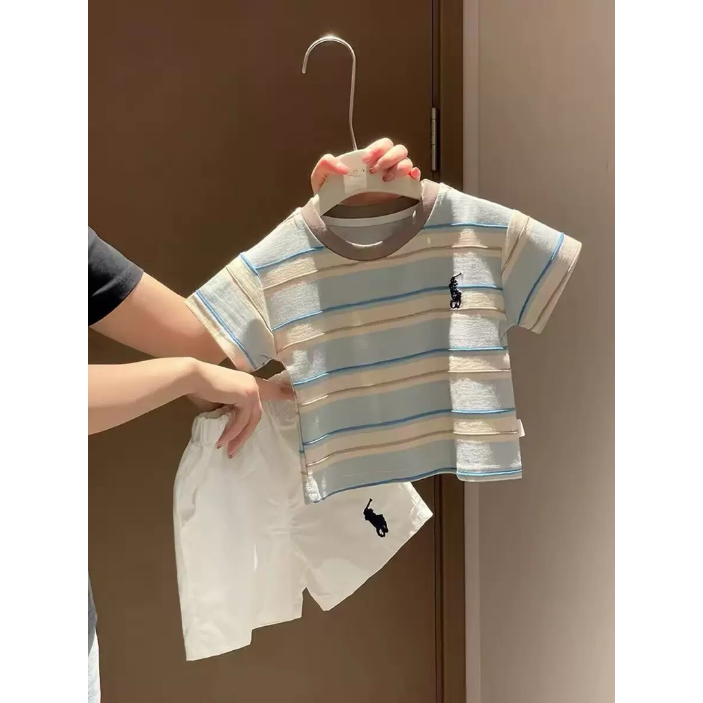 Set Áo Thun Kẻ Sọc Thêu Jacquard Kèm Quần Short Thời Trang Cao Cấp ( có kèm ảnh thật ) M249