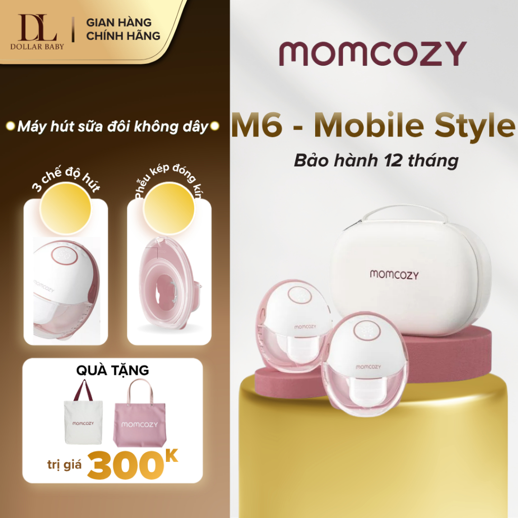Máy hút sữa Momcozy M6 - Rảnh tay, Không dây, Phễu nghiêng 105 độ - Chính hãng