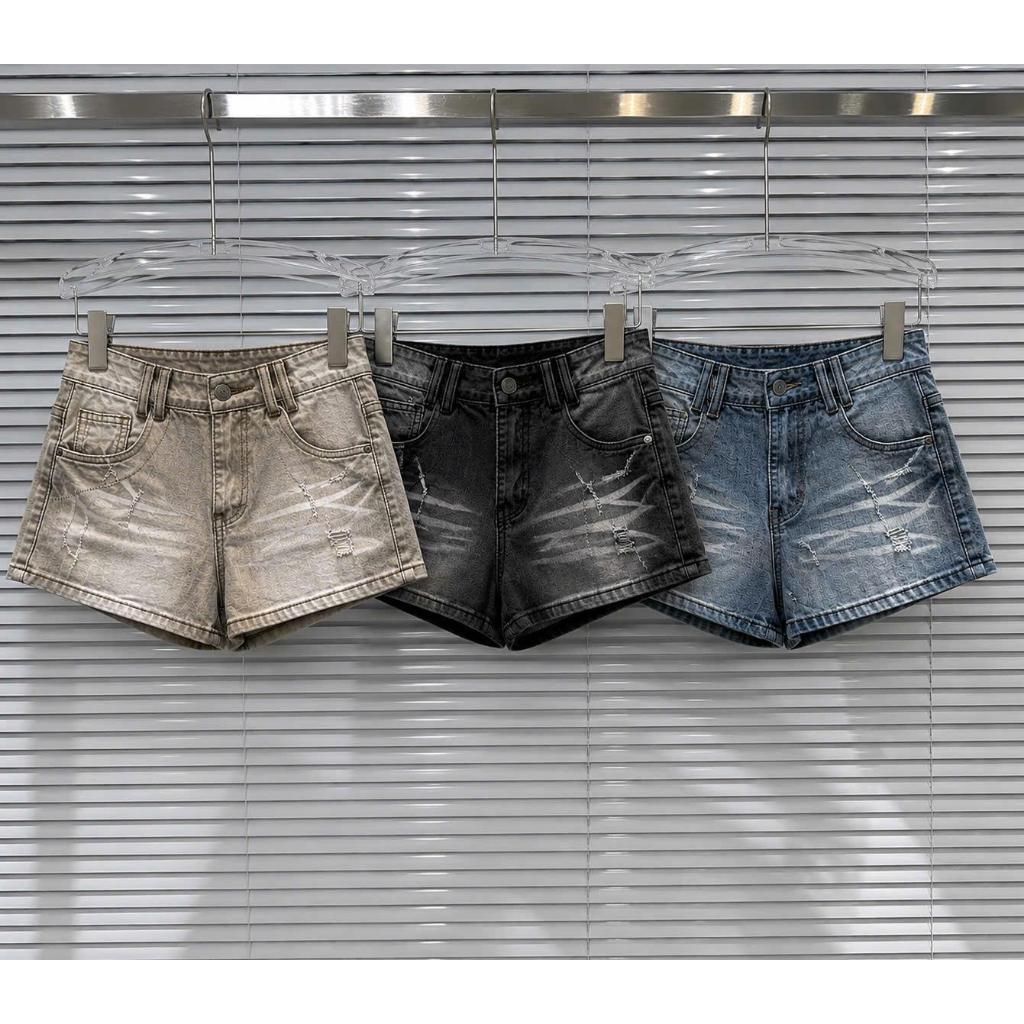 YC1996 - Quần Short Jeans Nữ Wash Rách 3 Màu Local Brand Unisex