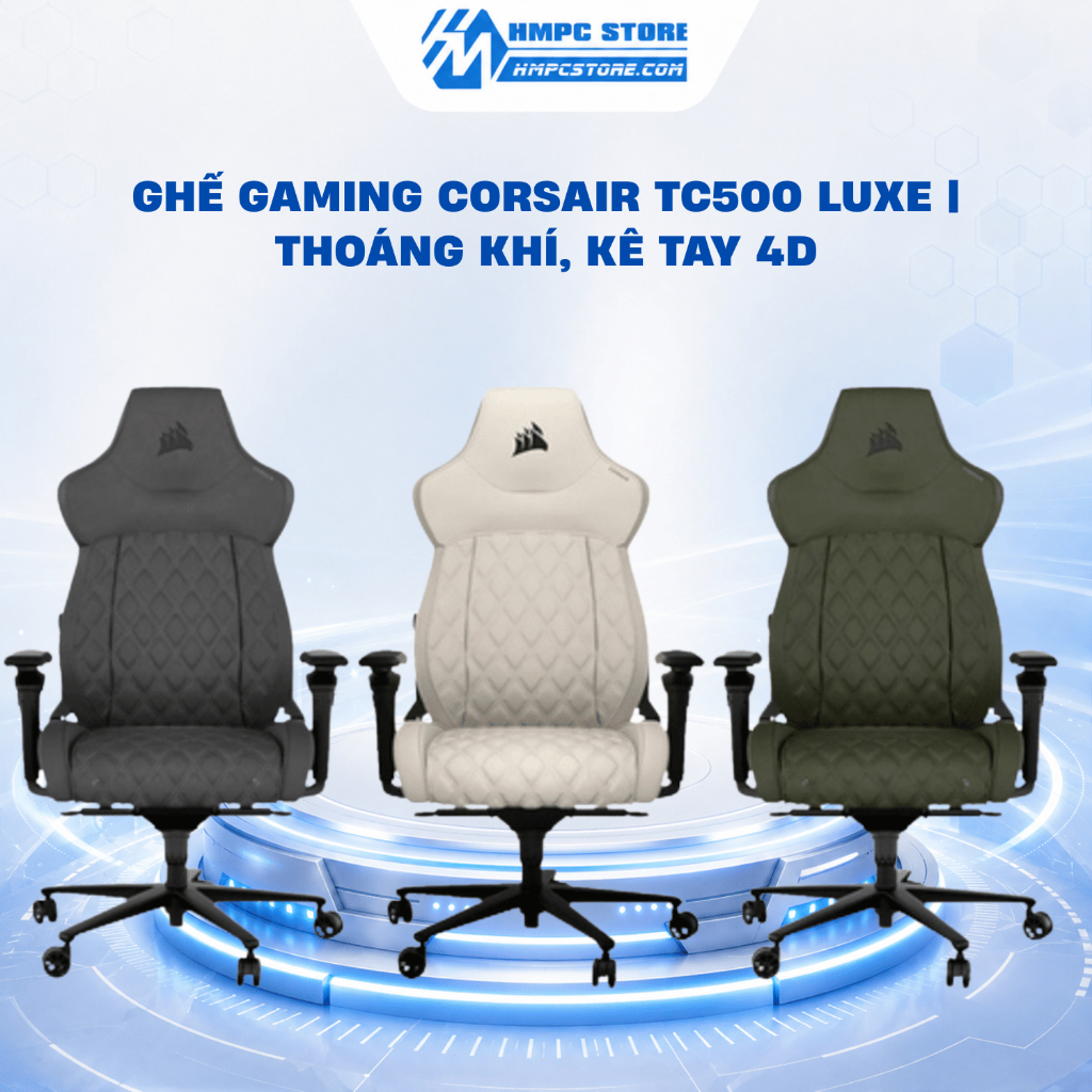 Ghế gaming Corsair TC500 LUXE | Thoáng Khí, Kê Tay 4D, bảo hành 24 tháng
