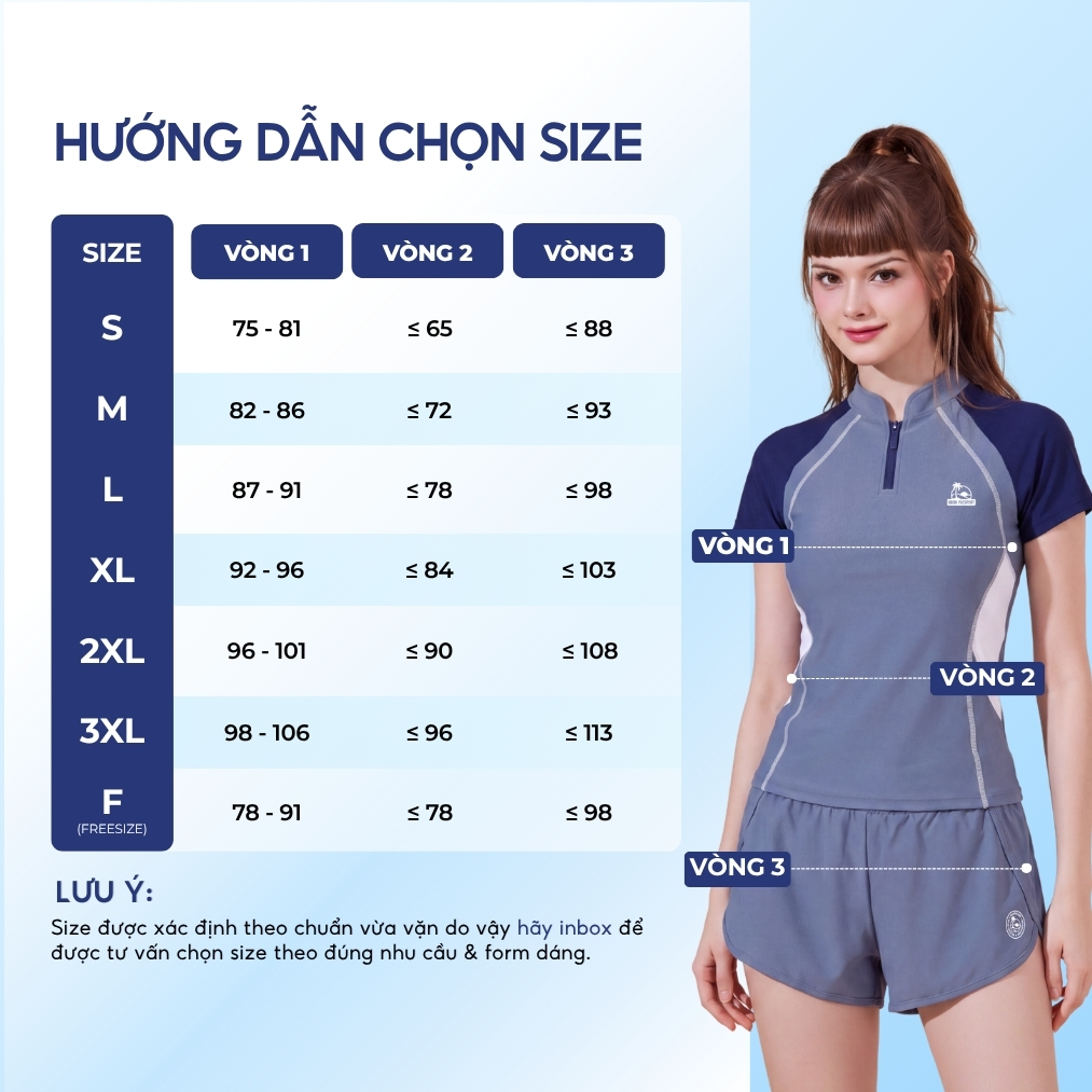 Bộ bikini nữ kín đáo quần 2 lớp năng động đi biển - Bikini Passport - BS572_BU | BigBuy360 - bigbuy360.vn