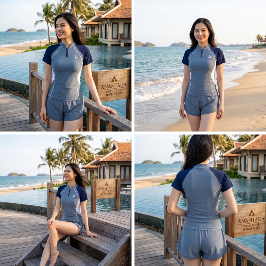 Bộ bikini nữ kín đáo quần 2 lớp năng động đi biển - Bikini Passport - BS572_BU | BigBuy360 - bigbuy360.vn